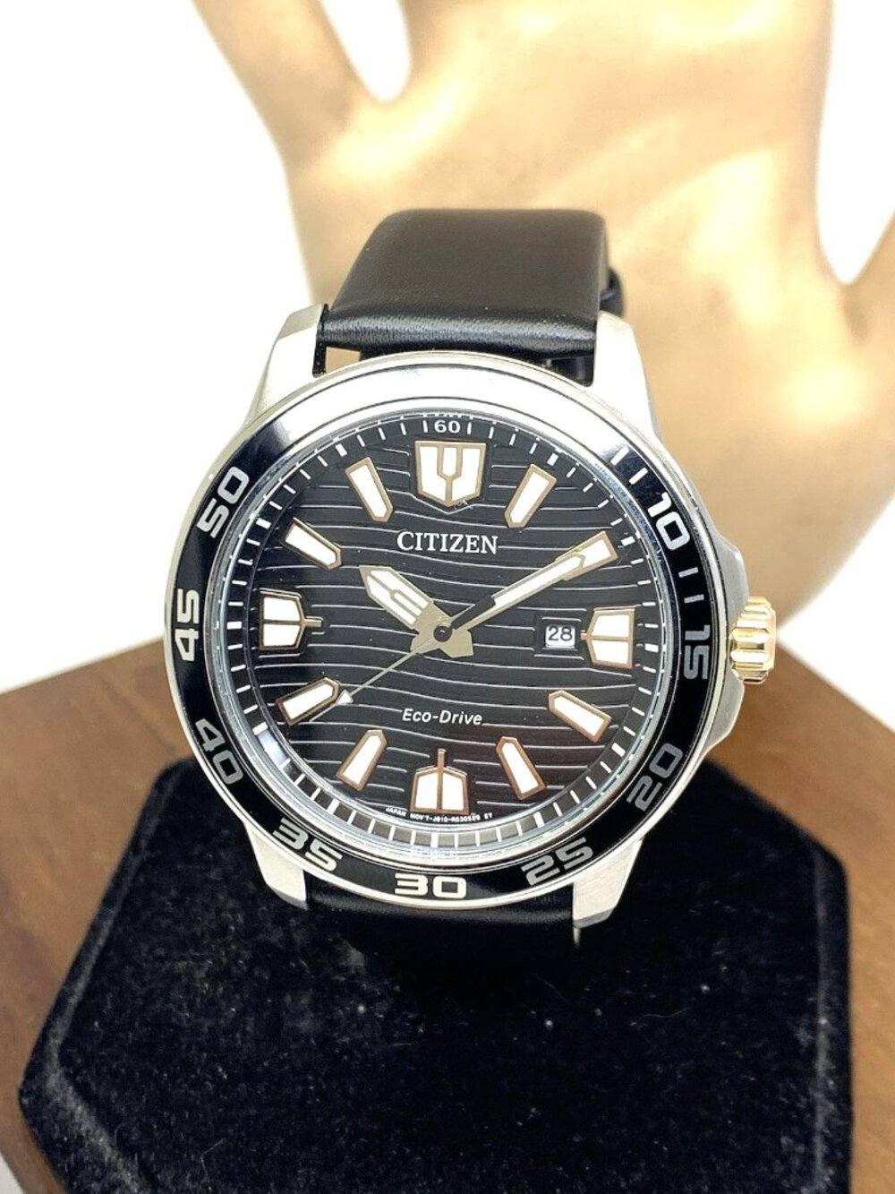 Citizen Men's Watch AW1706-52E Eco Drive Sport Black Dial Leather Strap 45mm